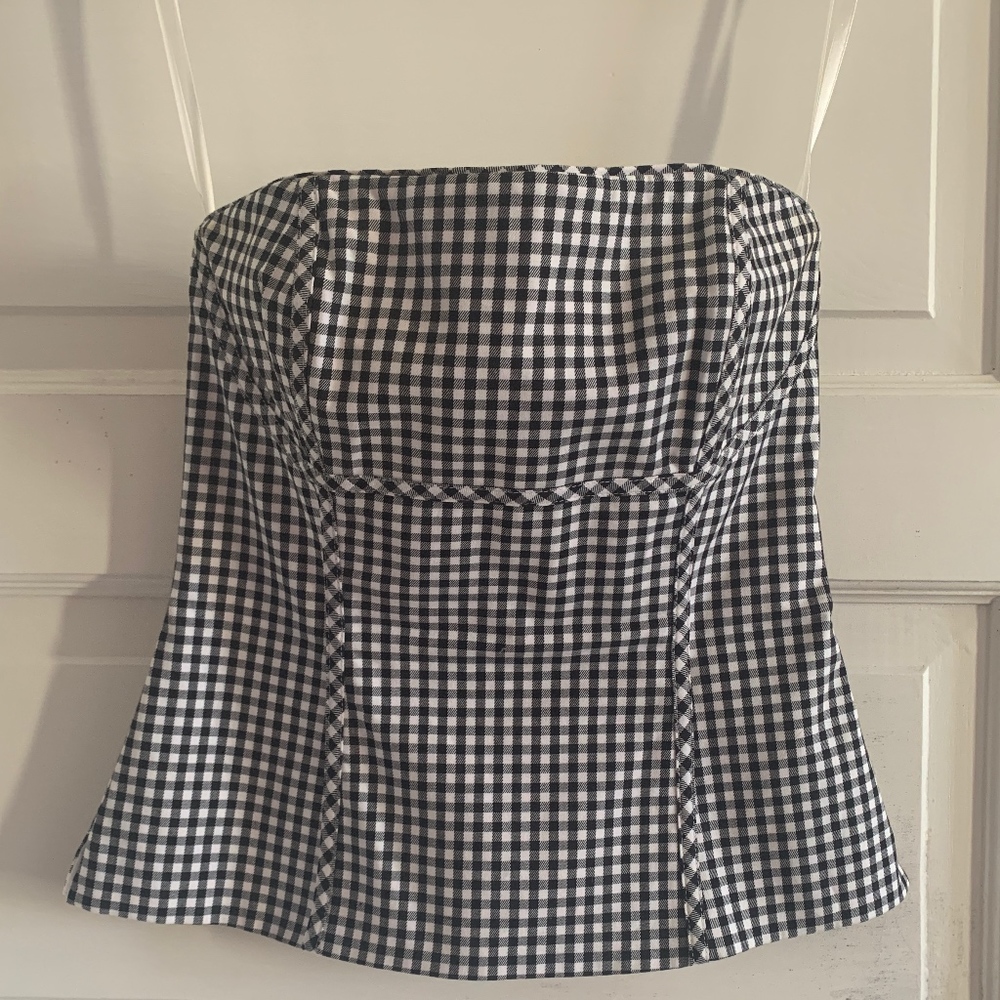 Black and white Strapless Bustier Top
